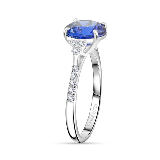 Rhapsody AAAA Tansanit, Weißer Diamant AGI zertifiziert Ring 950 Platin (Größe 17.00) ca. 2.80 ct
