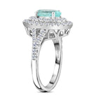 CHAIRMAN VAULT COLLECTION - AAAA Paraiba Turmalin, Weißer Diamant AGI zertifiziert Ring, zertifiziert und geprüft, 950 Platin (Größe 17.00) ca. 2.75 ct