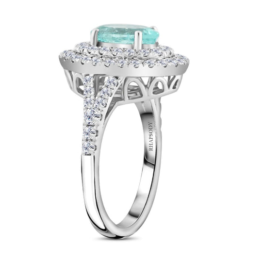 CHAIRMAN VAULT COLLECTION - AAAA Paraiba Turmalin, Weißer Diamant AGI zertifiziert Ring, zertifiziert und geprüft, 950 Platin (Größe 17.00) ca. 2.75 ct