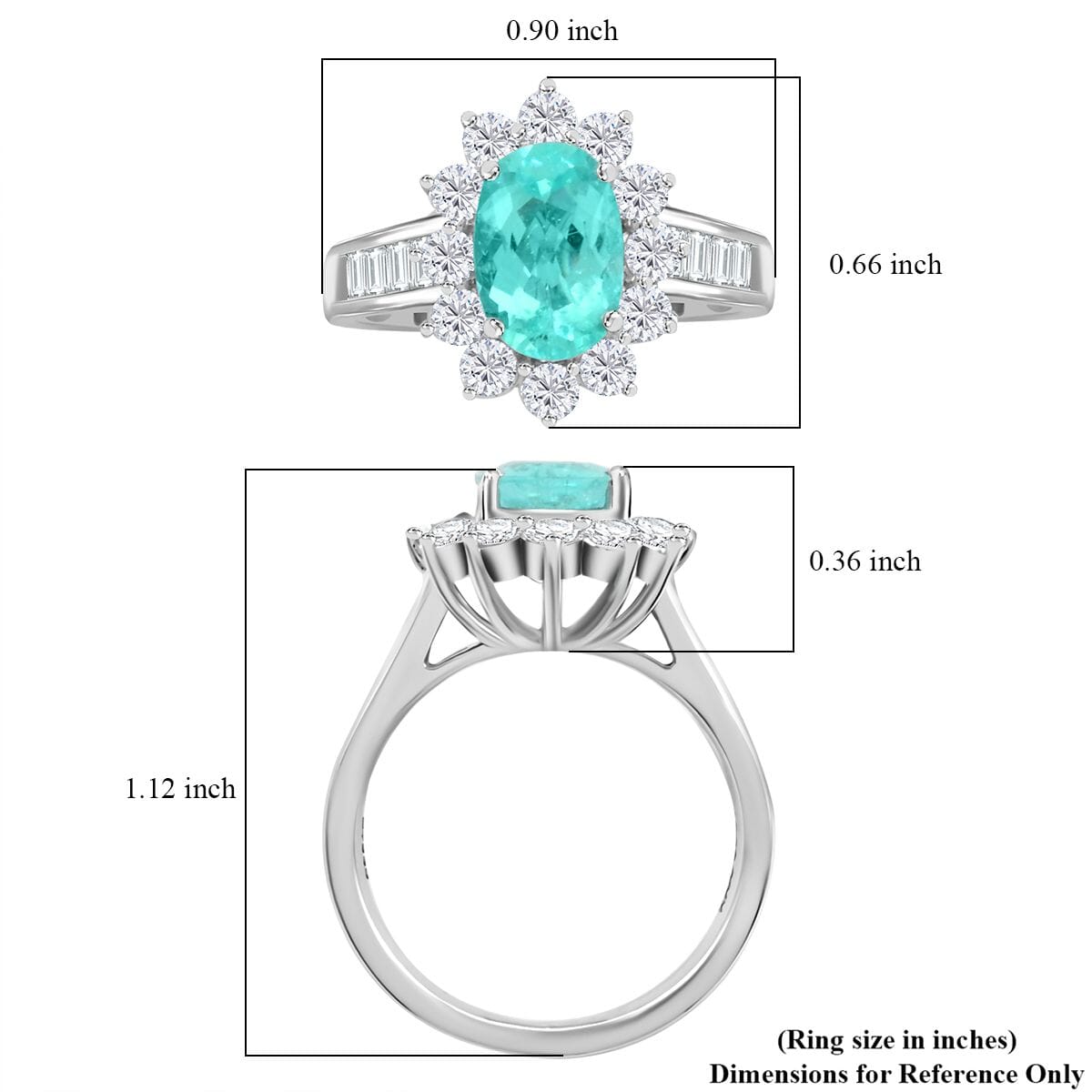 CHAIRMAN VAULT COLLECTION - AAAA Paraiba Turmalin, Weißer Diamant AGI zertifiziert Ring, zertifiziert und geprüft, 950 Platin (Größe 17.00) ca. 3.85 ct