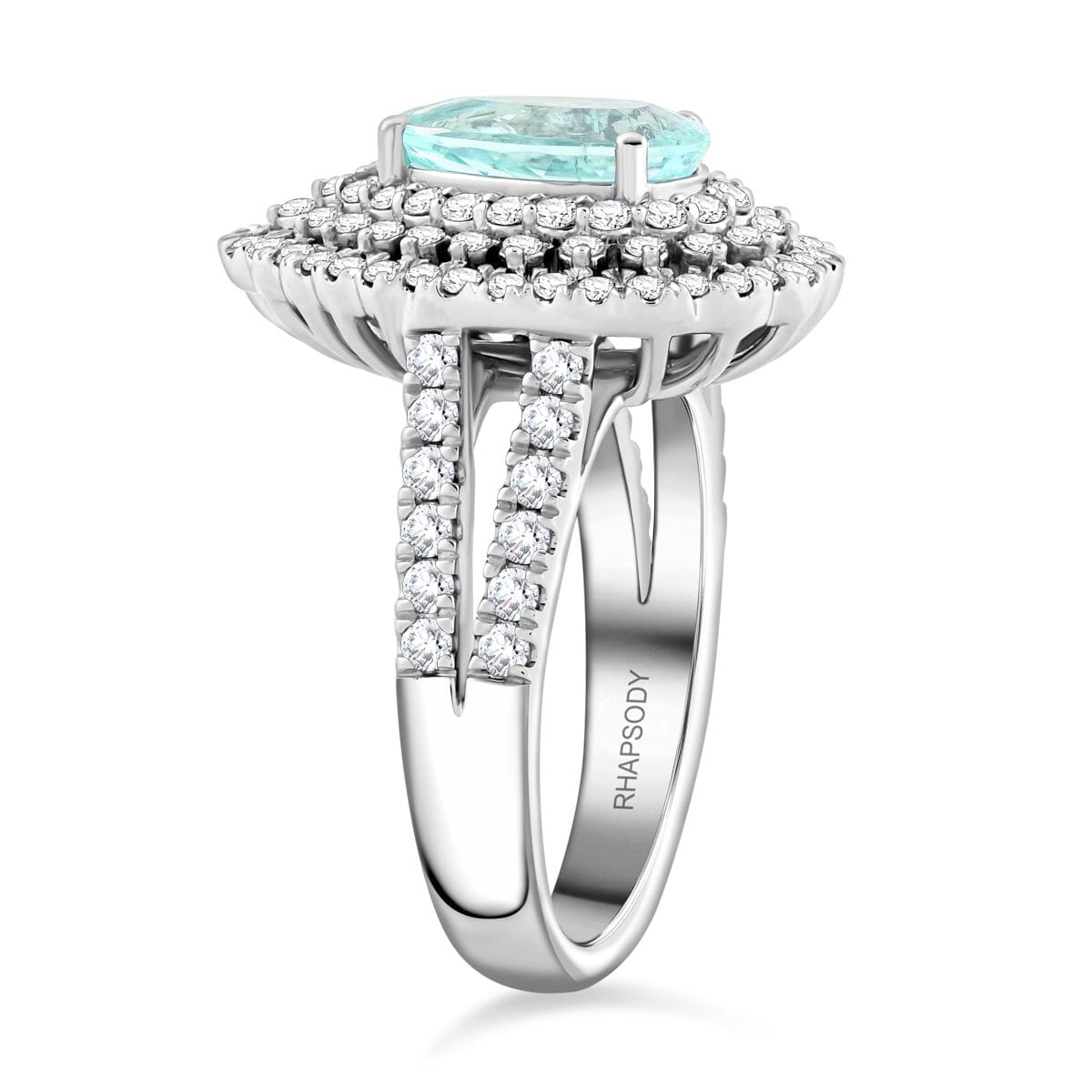 CHAIRMAN VAULT COLLECTION - AAAA Paraiba Turmalin, Weißer Diamant AGI zertifiziert Ring, zertifiziert und geprüft, 950 Platin (Größe 17.00) ca. 4.35 ct