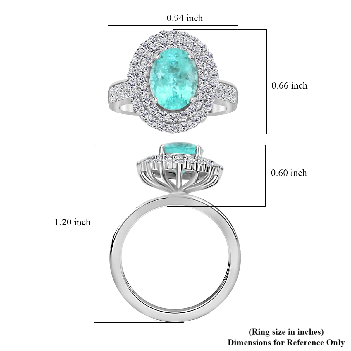 CHAIRMAN VAULT COLLECTION - AAAA Paraiba Turmalin, Weißer Diamant AGI zertifiziert Ring, zertifiziert und geprüft, 950 Platin (Größe 17.00) ca. 3.50 ct