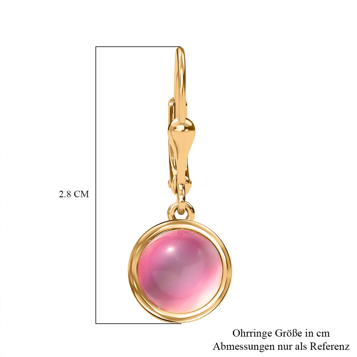 Flamingo Mondstein Ohrringe 925 Silber 750 Gelbgold Vermeil ca. 4.60 ct
