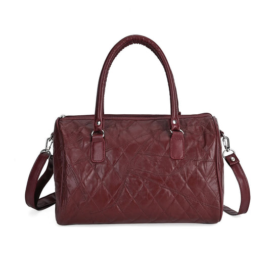 Stylische Vielseitige Reisetasche aus echtem Leder, Hochwertiges, langlebiges Material mit glänzender Optik, 30 x 14 x 20 cm, Burgund