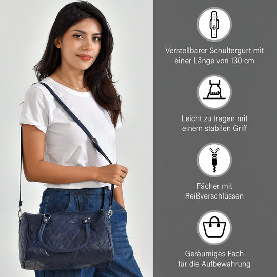Stylische Vielseitige Reisetasche aus echtem Leder, Hochwertiges, langlebiges Material mit glänzender Optik, 30 x 14 x 20 cm, Burgund