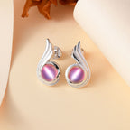 Flamingo Mondstein Ohrringe 925 Silber rhodiniert ca. 3.11 ct