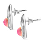 Flamingo Mondstein Ohrringe 925 Silber rhodiniert ca. 3.11 ct