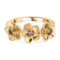 AA Natürlicher goldener Tansanit, Weißer Zirkon Ring, 925 Silber 750 Gelbgold Vermeil (Größe 20.00) ca. 0.36 ct