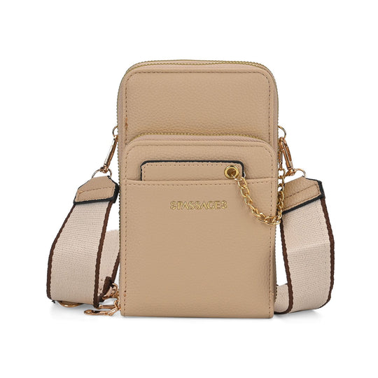 PASSAGE Crossbody-Handytasche mit Abnehmbarem Kartenhalter, 18x6.5x11cm, beige