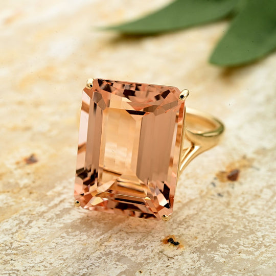 LUXORO AAA Morganit AGI zertifiziert Ring 585 Gold (Größe 16.50) ca. 10.50 ct