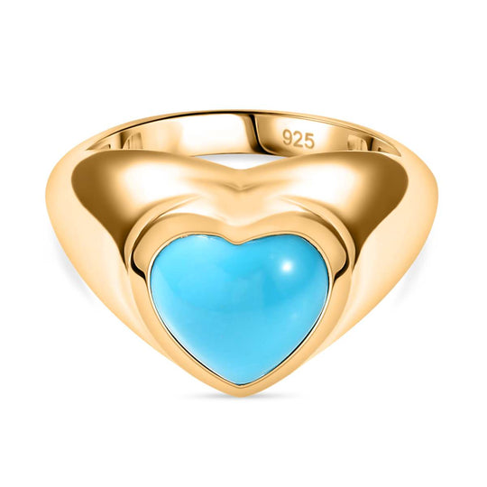 AA Amerikanischer natürlicher Sleeping Beauty Türkis Ring, 925 Silber 750 Gelbgold Vermeil (Größe 20.00) ca. 2.93 ct