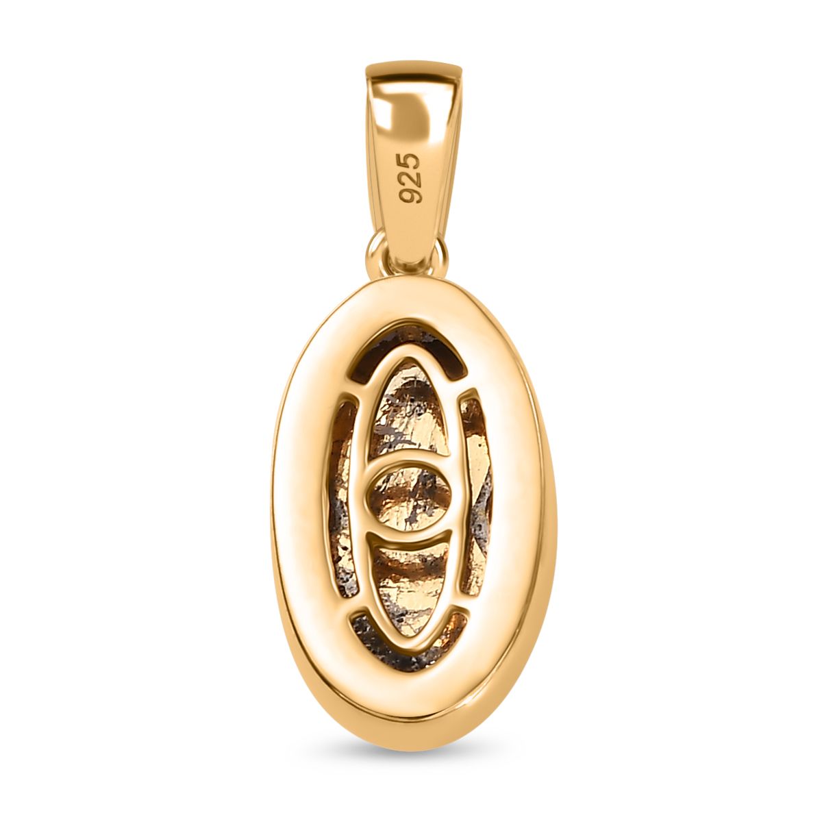 Flamingo Mondstein Anhänger 925 Silber 750 Gelbgold Vermeil ca. 3.65 ct