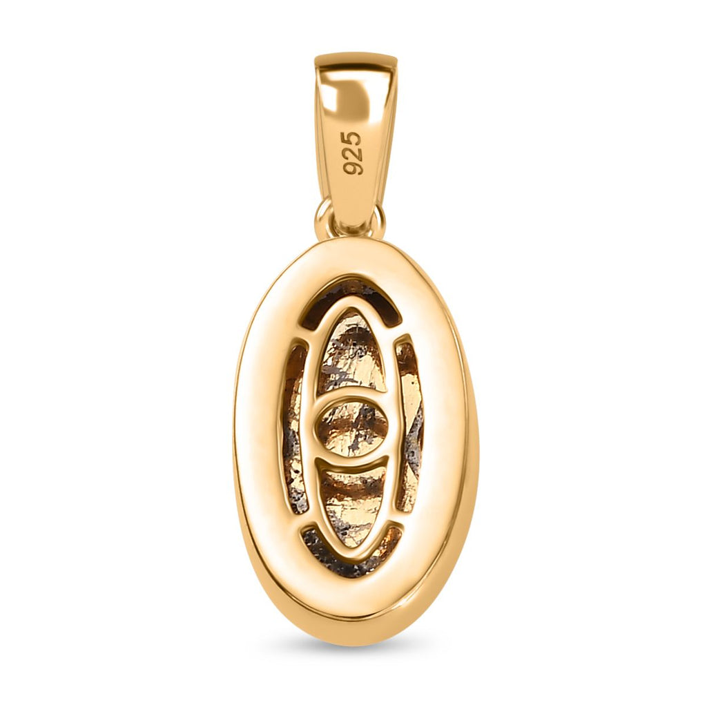 Flamingo Mondstein Anhänger 925 Silber 750 Gelbgold Vermeil ca. 3.65 ct