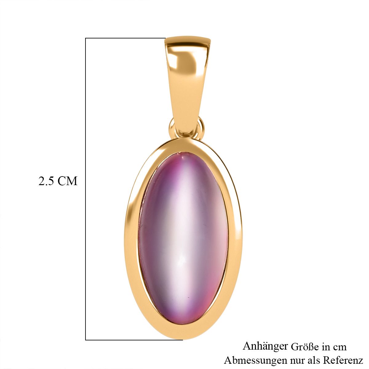 Flamingo Mondstein Anhänger 925 Silber 750 Gelbgold Vermeil ca. 3.65 ct