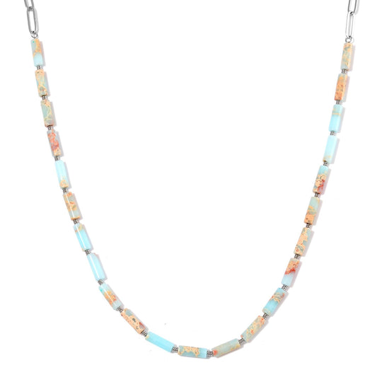 Jade Halskette ca. 50 cm + 5 cm Extender, 316L Edelstahl ca. 62.50 ct