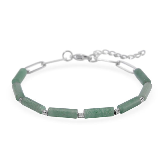 Grüner Aventurin Armband ca. 20 cm + 3.5 cm Extender, 316L Edelstahl ca. 22.50 ct
