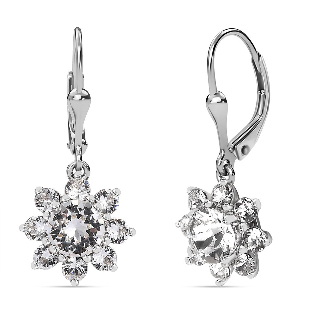 J Francis gefertigt mit SWAROVSKI Weißer Swarovski Kristall Ohrringe 925 Silber platiniert 2.61 ct