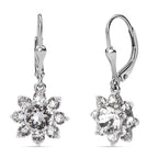 J Francis gefertigt mit SWAROVSKI Weißer Swarovski Kristall Ohrringe 925 Silber platiniert 2.61 ct