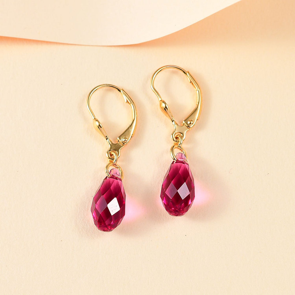 J Francis J Francis gefertigt mit SWAROVSKI Fuchsia Swarovski Kristall Ohrringe 925 Silber vergoldet