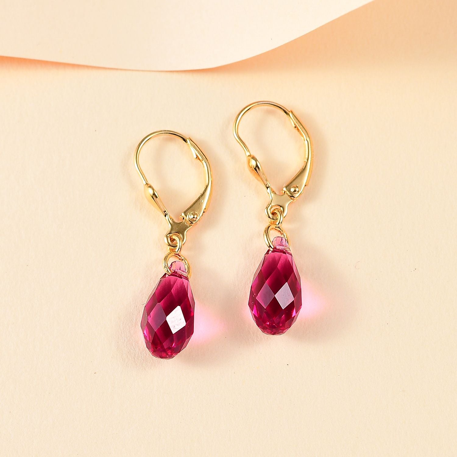J Francis J Francis gefertigt mit SWAROVSKI Fuchsia Swarovski Kristall Ohrringe 925 Silber vergoldet