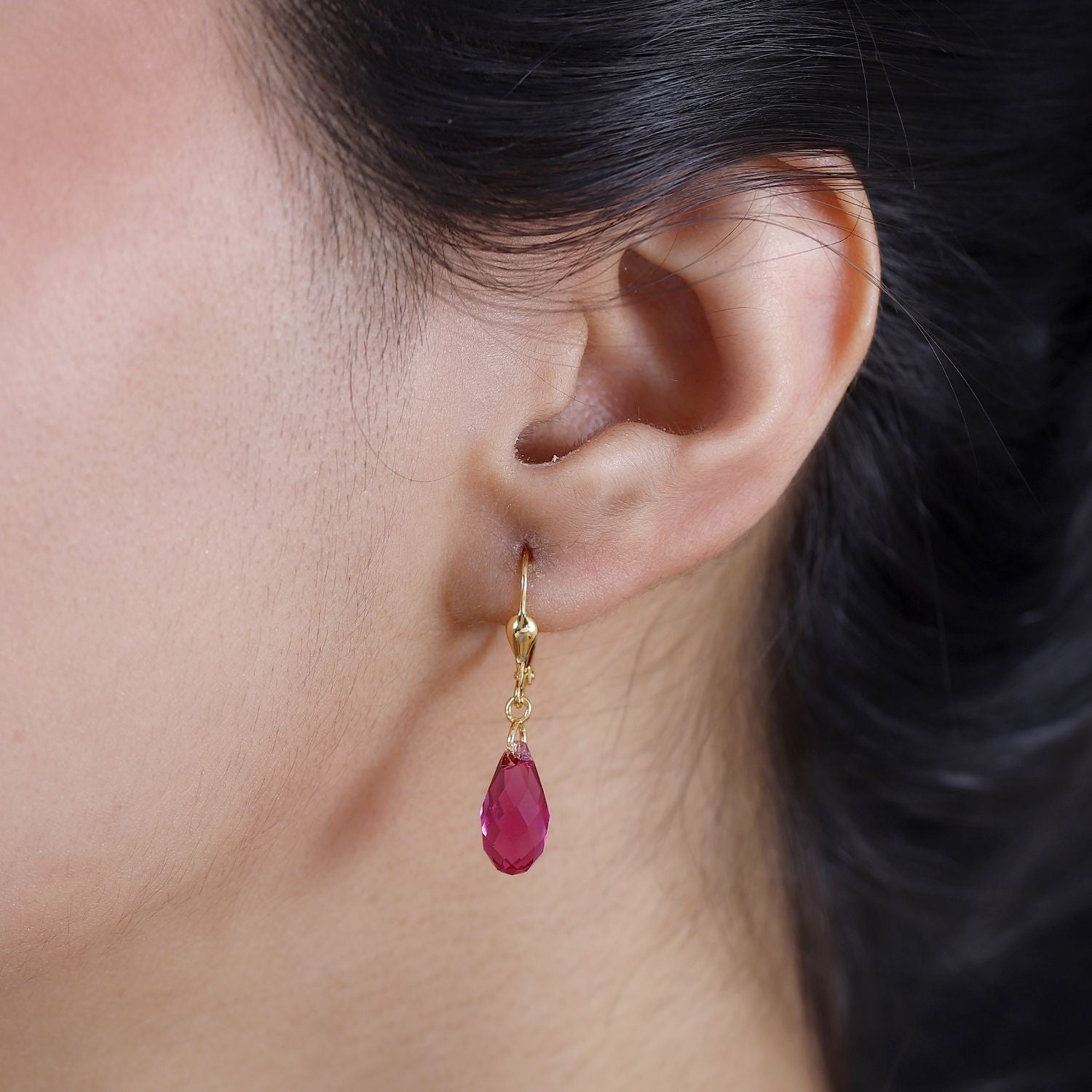J Francis J Francis gefertigt mit SWAROVSKI Fuchsia Swarovski Kristall Ohrringe 925 Silber vergoldet