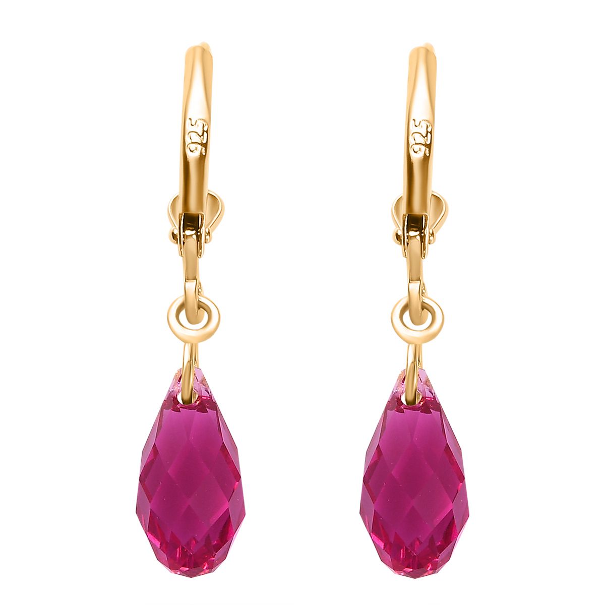 J Francis J Francis gefertigt mit SWAROVSKI Fuchsia Swarovski Kristall Ohrringe 925 Silber vergoldet