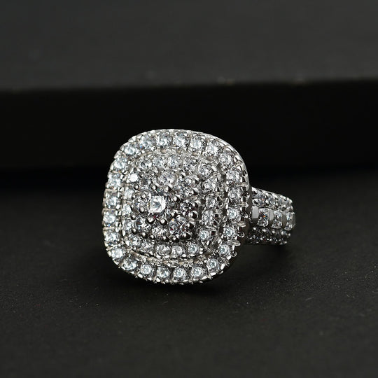 J Francis gefertigt mit SWAROVSKI - Zirkonia Ring 925 Silber rhodiniert,(Größe 19.00)