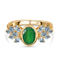 GEM FIESTA Kollektion - AA Kagem Sambischer Smaragd, Aquamarin Ring 925 Silber 750 Gelbgold Vermeil (Größe 17.00) ca. 2.00 ct
