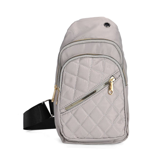 Stepp-Slingtasche mit RFID-Schutz und Kopfhöreröffnung, 17x7,5x30cm, Lachsfarben