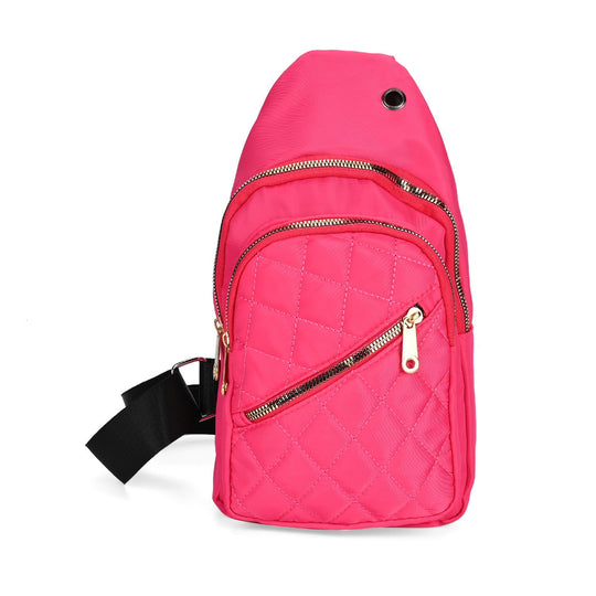 Stepp-Slingtasche mit RFID-Schutz und Kopfhöreröffnung, 17x7,5x30cm, Lachsfarben