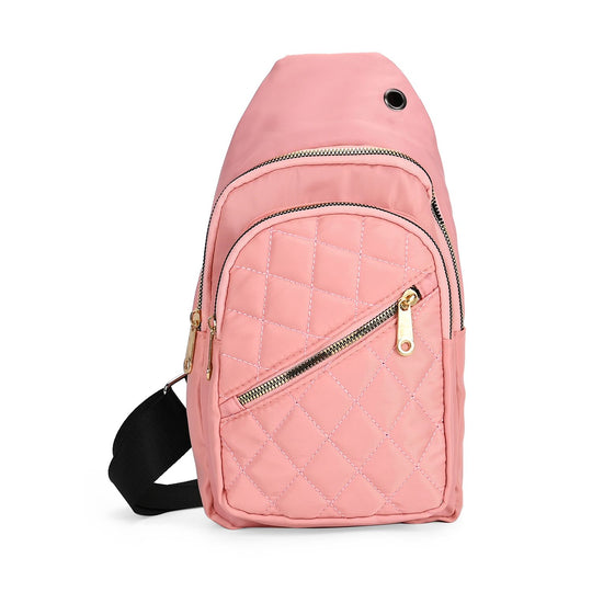 Stepp-Slingtasche mit RFID-Schutz und Kopfhöreröffnung, 17x7,5x30cm, Lachsfarben