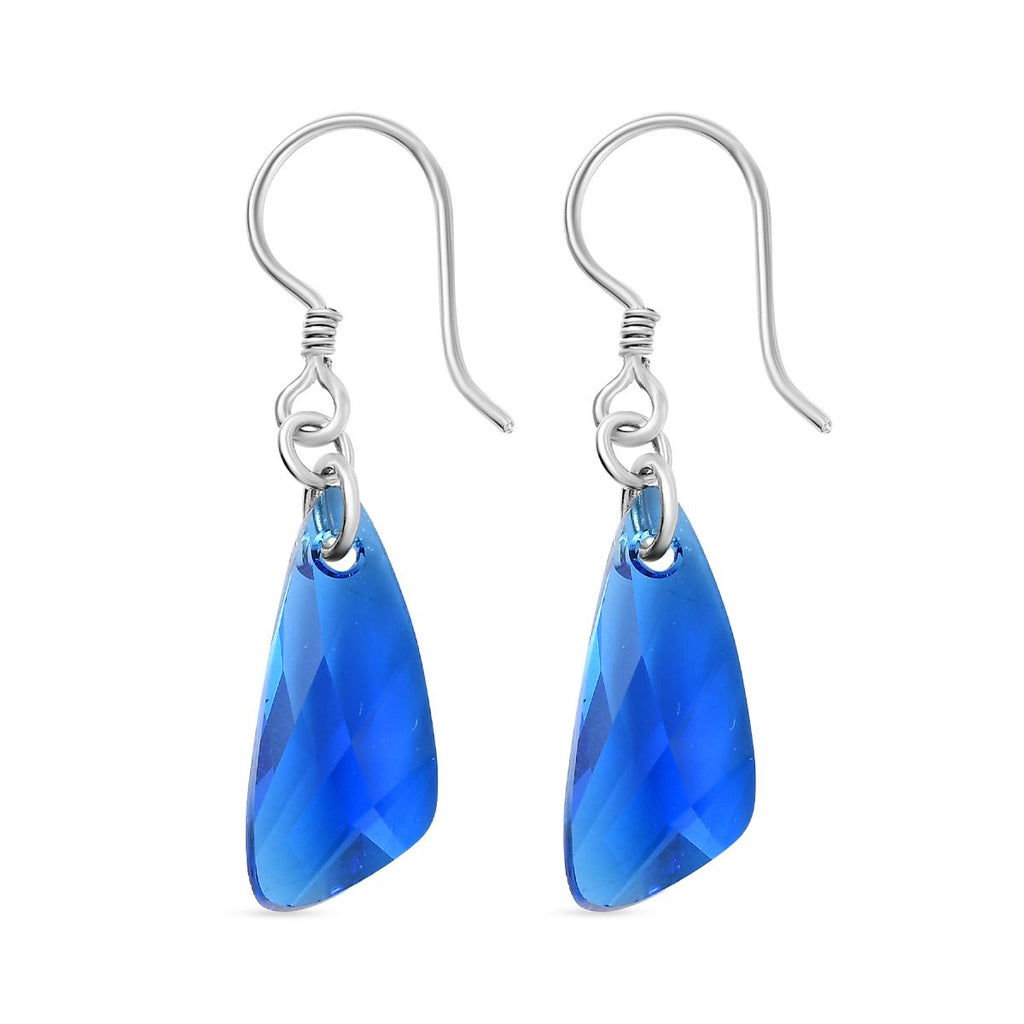 J Francis gefertigt mit SWAROVSKI Capri Blau Swarovski Kristall Ohrringe 925 Silber platiniert