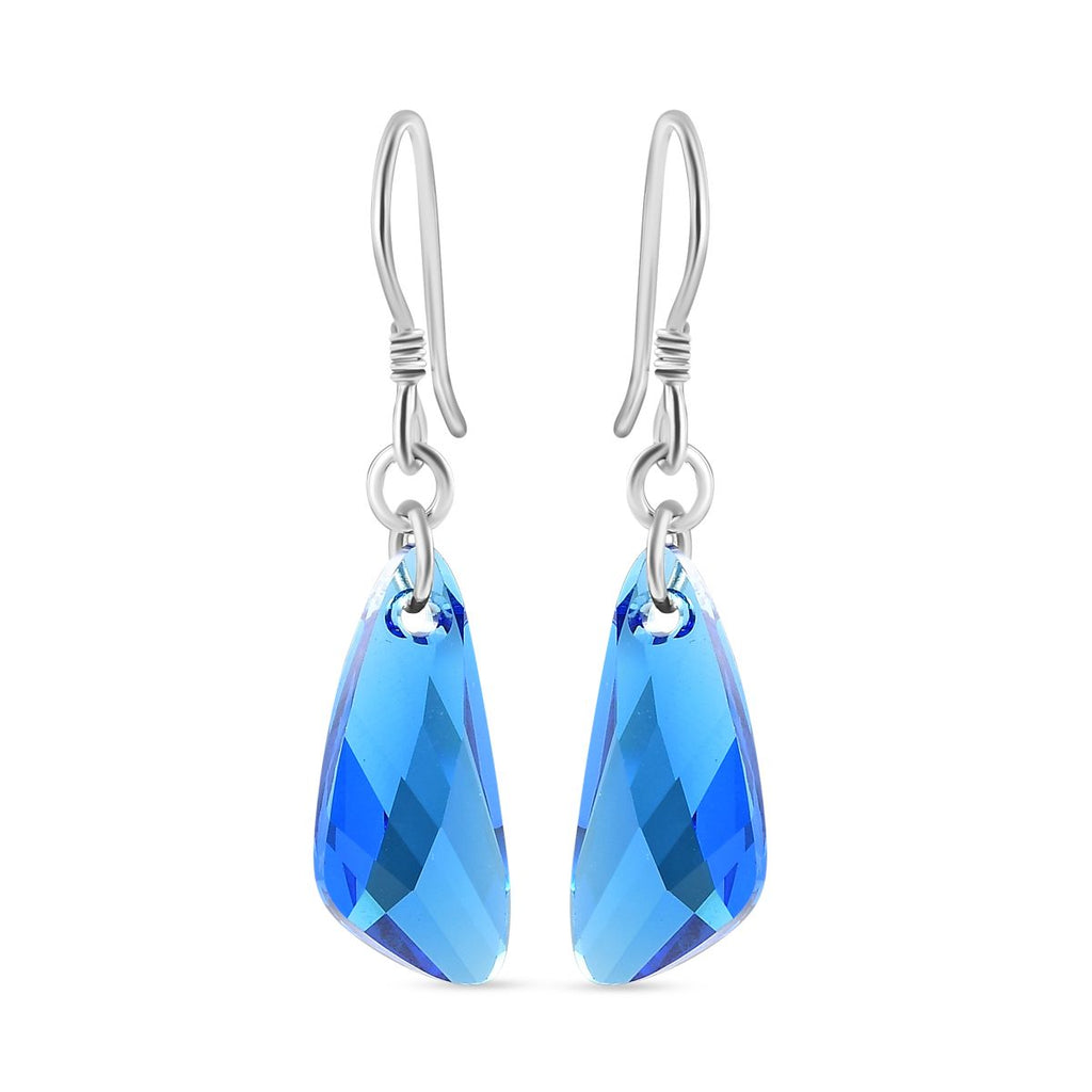 J Francis gefertigt mit SWAROVSKI Capri Blau Swarovski Kristall Ohrringe 925 Silber platiniert