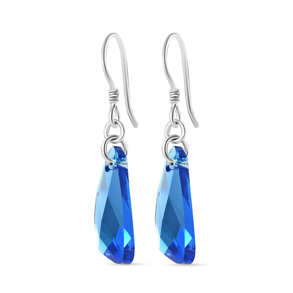 J Francis gefertigt mit SWAROVSKI Capri Blau Swarovski Kristall Ohrringe 925 Silber platiniert