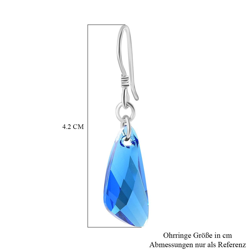 J Francis gefertigt mit SWAROVSKI Capri Blau Swarovski Kristall Ohrringe 925 Silber platiniert
