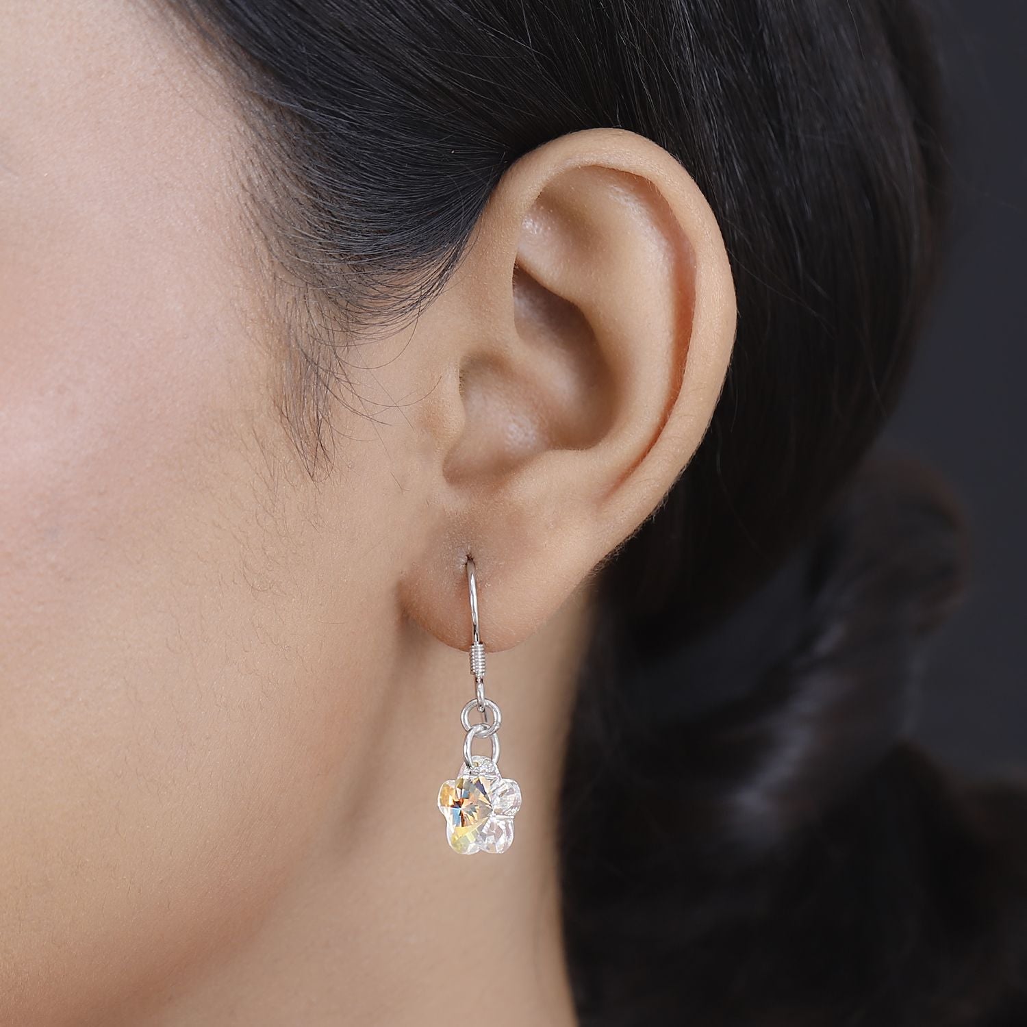 J Francis gefertigt mit SWAROVSKI AB Swarovski Kristall Ohrringe 925 Silber platiniert