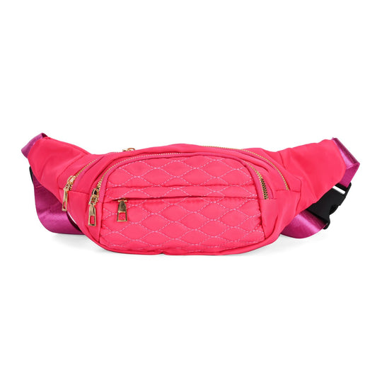 Multifunktionale RFID-geschützte Nylon Gürteltasche mit Schnellverschluss, 36x4x13cm, Rosa