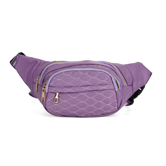 Multifunktionale RFID-geschützte Nylon Gürteltasche mit Schnellverschluss, 36x4x13cm, Rosa