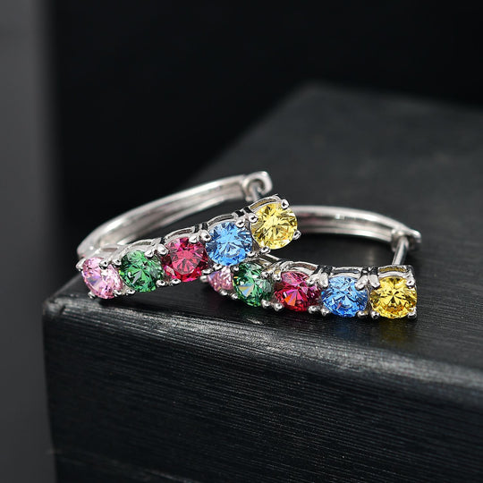 Multi-Saphir Farbener Zirkonia Ohrringe 925 Silber rhodiniert 4.57 ct