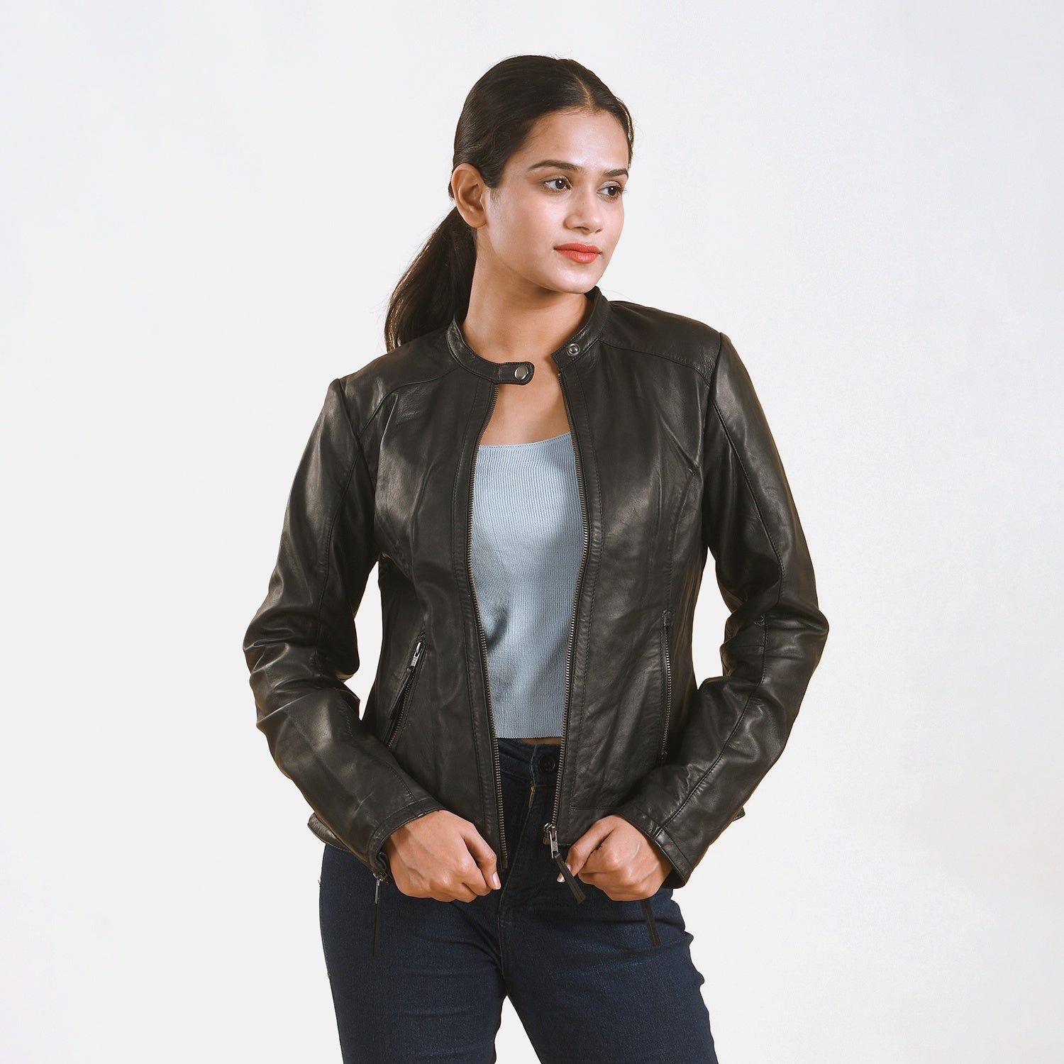LA MAREY - 100% Lammleder-Jacke, Größe 40, Schwarz