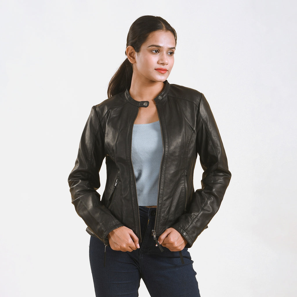 LA MAREY - 100% Lammleder-Jacke, Größe 40, Schwarz