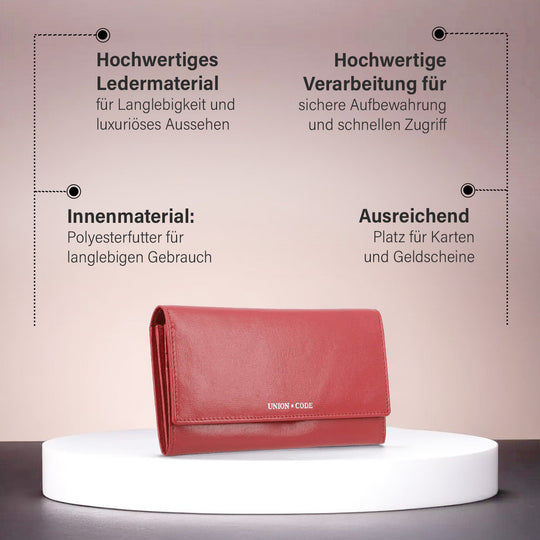 CLOSE OUT - UNION CODE: Brieftasche mit Schlangen-Prägung und RFID schutz, 19x12 cm, Cognac
