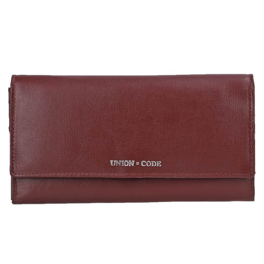 CLOSE OUT - UNION CODE: Brieftasche mit Schlangen-Prägung und RFID schutz, 19x12 cm, Cognac