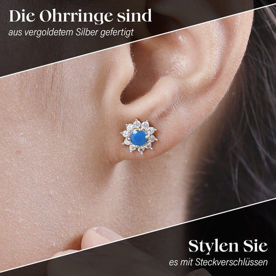 Gemfields Smaragd und weiße Zirkon Ohrringe, 925 Silber vergoldet ca. 1.07 ct