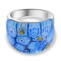 Murano-Stil Glas Ring Reiner Edelstahl (Größe 16.00)