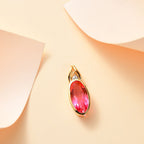 Tulip inspiriert - Sunset Quarz Triplette, Weißer Zirkon Anhänger 925 Silber vergoldet ca. 3.56 ct