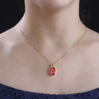 Tulip inspiriert - Sunset Quarz Triplette, Weißer Zirkon Anhänger 925 Silber vergoldet ca. 3.56 ct