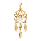 AA Natürlicher, äthiopischer Welo Opal, Weißer Zirkon Anhänger 925 Silber 750 Gelbgold Vermeil ca. 0.40 ct