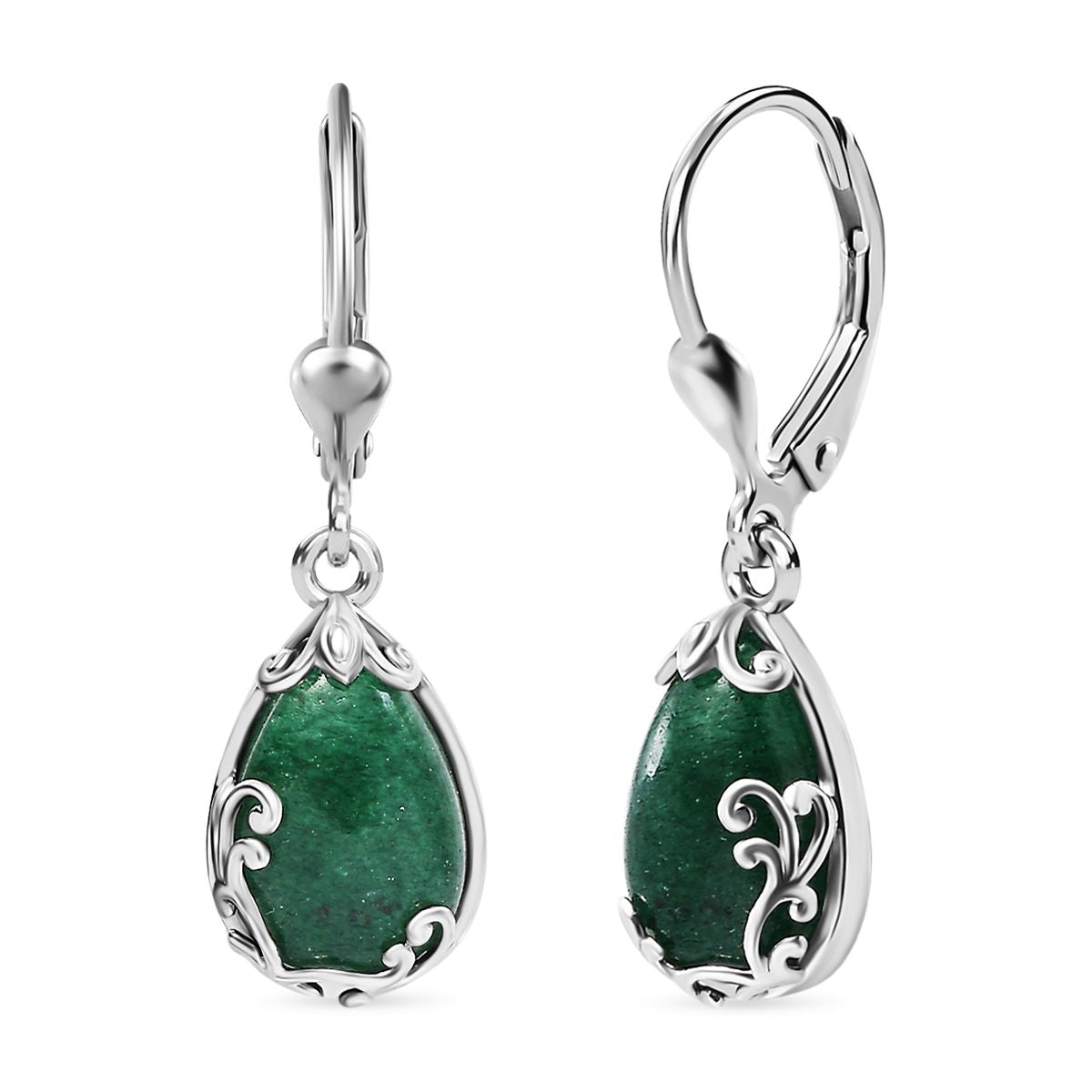 Grüner Aventurin Ohrringe 925 Silber platiniert ca. 5.89 ct