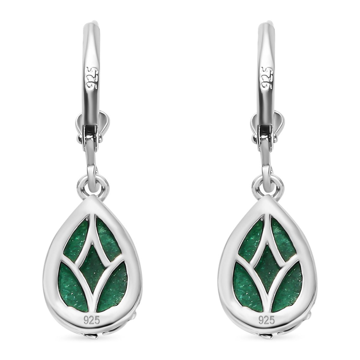 Grüner Aventurin Ohrringe 925 Silber platiniert ca. 5.89 ct